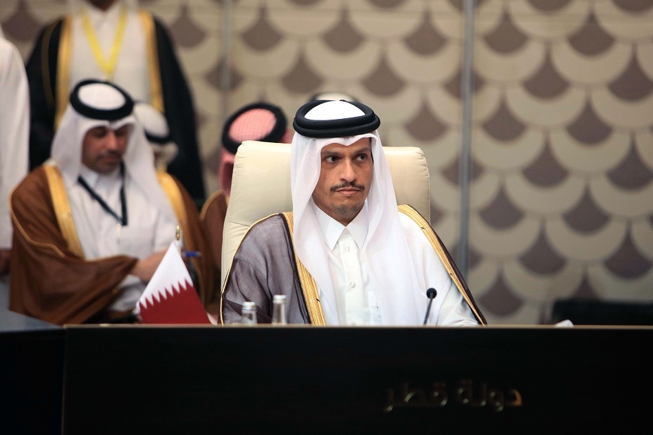 Qatar's Prime Minister and Foreign Minister Mohammed bin Abdulrahman Al Thani attends a meeting with US Secretary of State and five Arab foreign ministers in Amman, Jordan, November 4, 2023. Mohammad Ali, EPA-EFE.