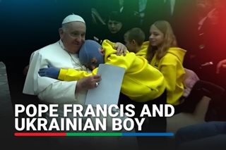 Pope Francis meets Ukrainian boy badly burned in Russian attack