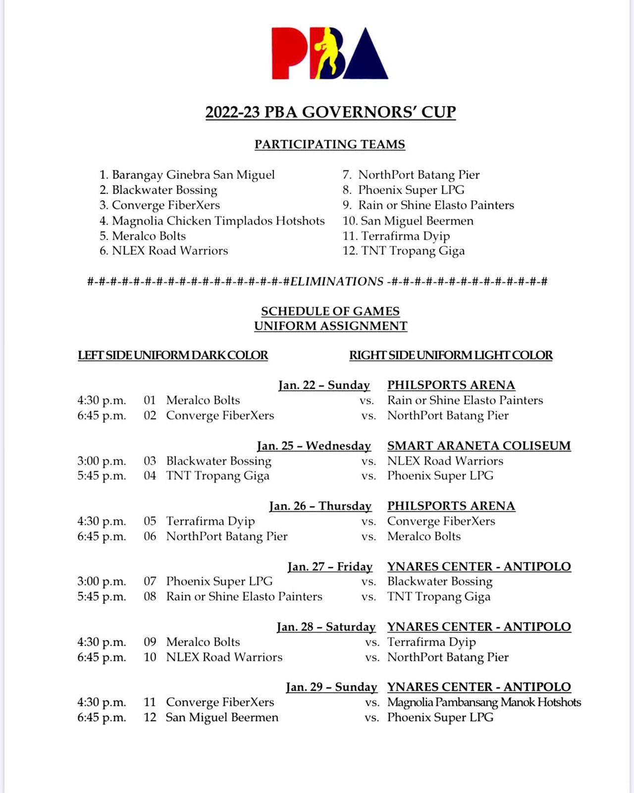 LOOK PBA unveils Governors' Cup schedule ABSCBN News