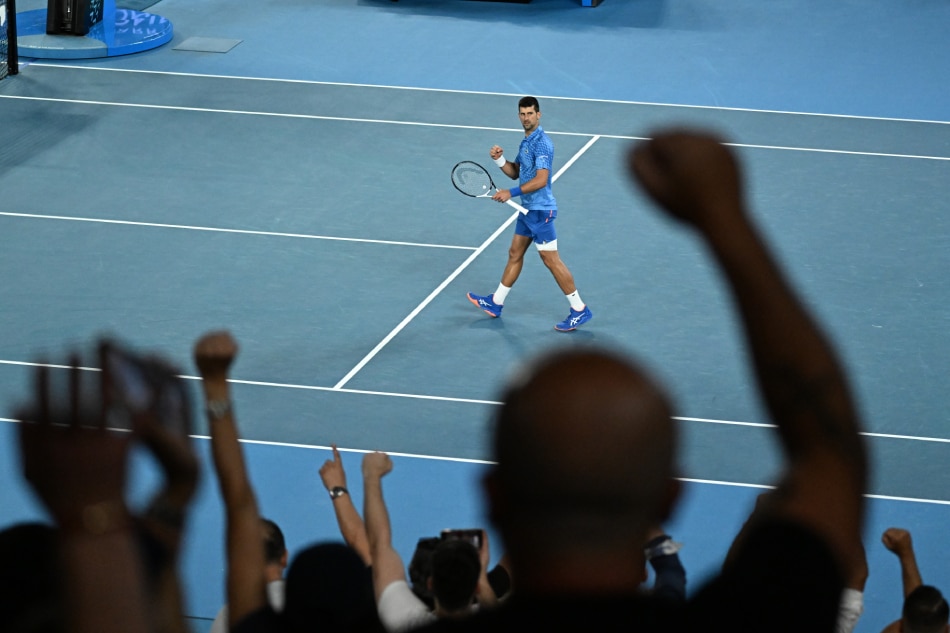 Novak Djokovic of Serbia celebrates after winning his 4th round match against Alex de Minaur of Australia at the 2023 Australian Open tennis tournament at Melbourne Park in Melbourne, Australia, 23 January 2023. Lukas Coch, EPA-EFE.