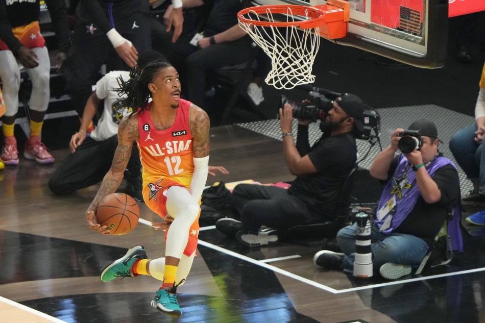 Ja Morant looks to dunk the ball during the 72nd NBA All-Star game at Vivint Arena in Salt Lake City, Utah, USA, 19 February 2023. George Frey, EPA-EFE