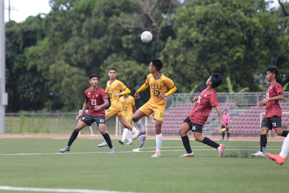 Action between FEU and UP in the UAAP Season 85 men's football tournament. UAAP Media.