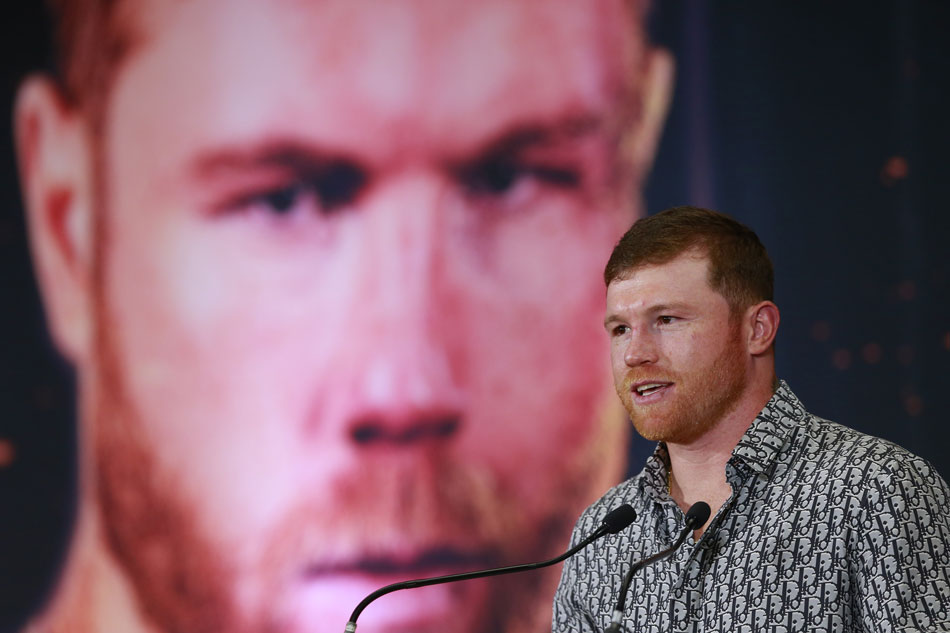 Mexican boxer Saul 'Canelo' Alvarez speaks during a press conference, in the city of Guadalajara, in Jalisco, Mexico, March 14, 2022. Francisco Guasco, EPA-EFE.