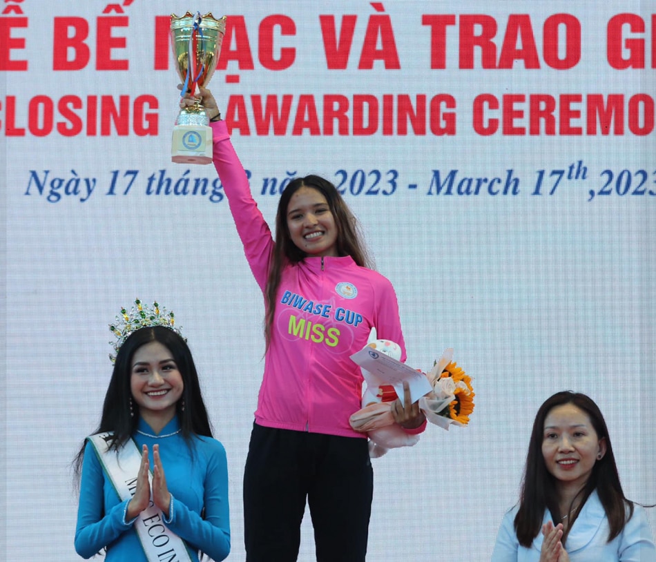 Mathilda Krog, who highlighted her performance with podium finishes in two intermediate sprints, is named Miss Beauty of Biwase 2023—a side event of the race held annually in Vietnam to celebrate International Women’s Day. Handout photo