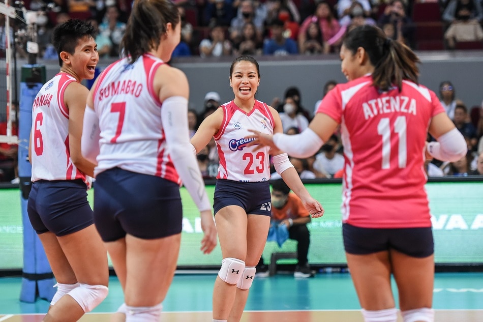  Jema Galanza celebrates a point during Creamline Cool Smashers vs F2 Logistics Cargo Movers game in the PVL. PVL Media Bureau