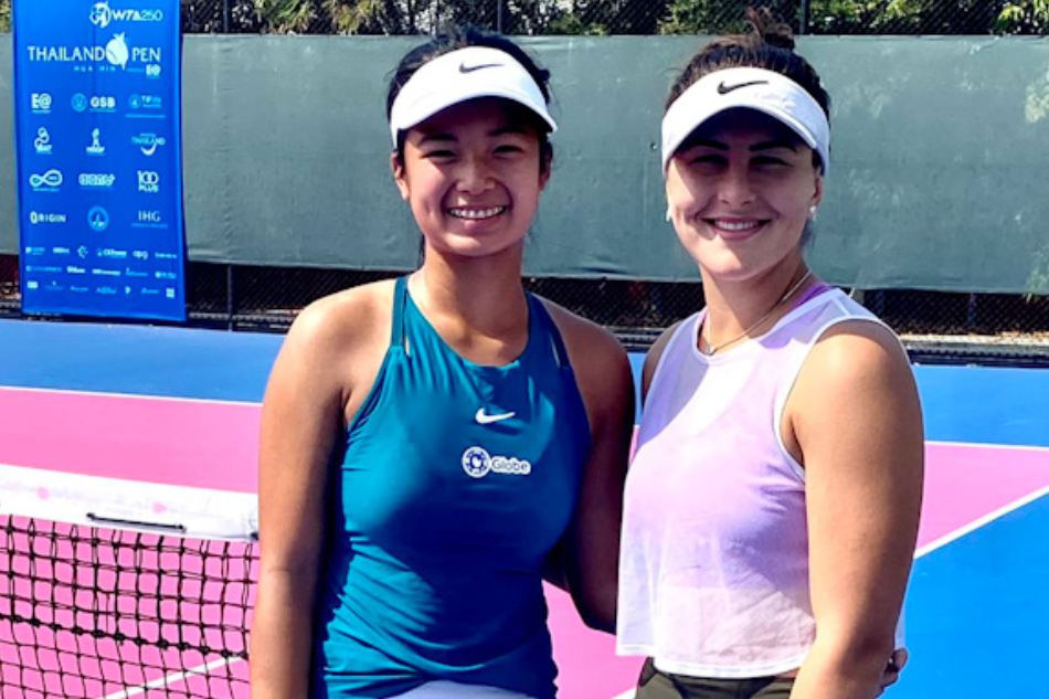 Alex Eala of the Philippines and Bianca Andreescu of Canada at the 2023 WTA Thailand Open. Alex Eala on Facebook.