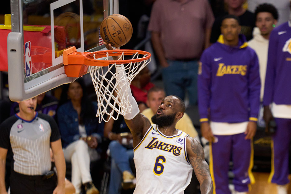 Los Angeles Lakers forward LeBron James lays up the ball against the Denver Nuggets during the second half of the NBA Western Conference Finals game at Crypto.com Arena in Los Angeles, California, USA, May 20, 2023. Allison Dinner, EPA-EFE.