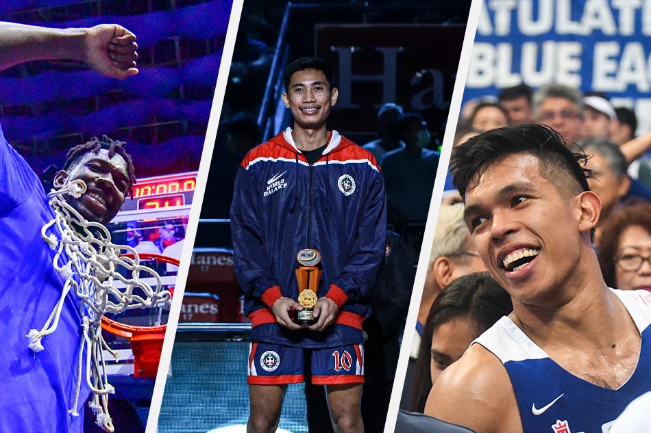 Ateneo's Thirdy Ravena and Ange Kouame and Letran's Rhenz Abando will be recognized as the Basketball Players of the Year by the Collegiate Press Corps. Mark Demayo, ABS-CBN News/Mix Gatpandan.