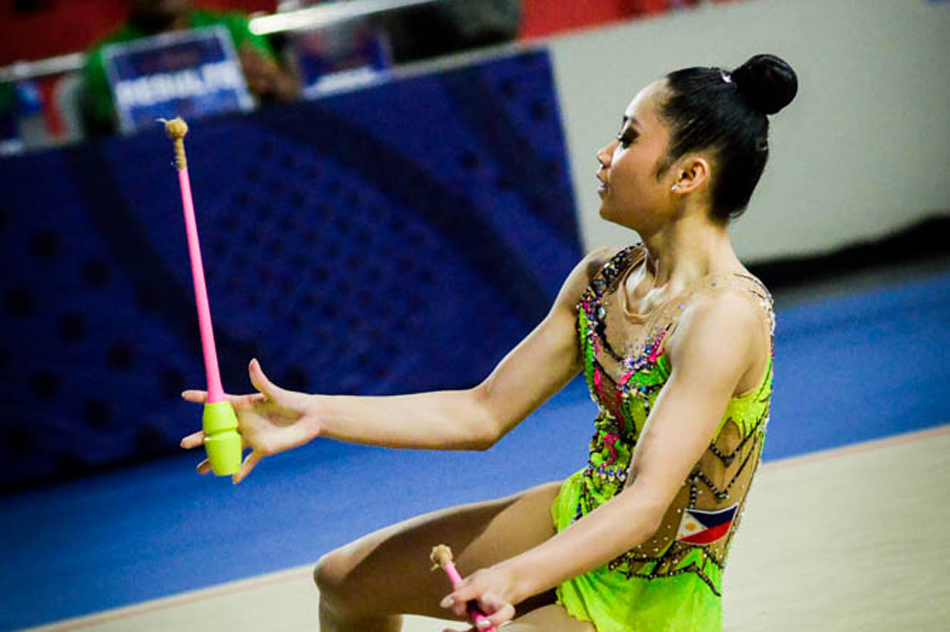 Breanna Labadan shows sharp form in the clubs event in the individual all-around finals.Handout photo 