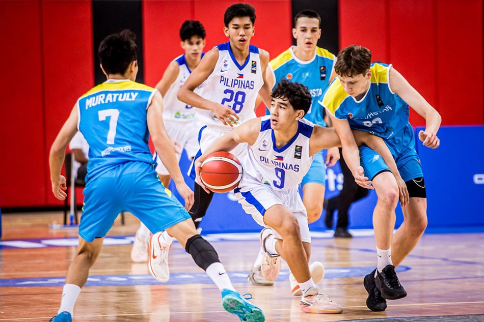 Kieffer Alas in action for Gilas Pilipinas U16 against Kazakhstan in the 2023 FIBA Under-16 Asian Championship. FIBA.