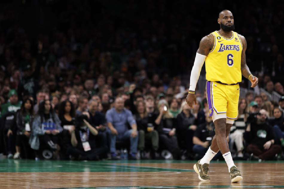 Los Angeles Lakers forward LeBron James backpedals to the basket during the Boston Celtics overtime win at the TD Garden in Boston, Massachusetts, USA, 28 January 2023. CJ Gunther, EPA-EFE.