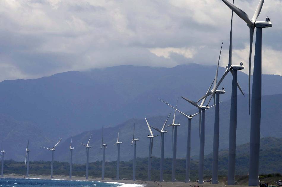 A line of wind turbines in Bangui, Ilocos Norte, northern Philippines, taken May 4, 2013. Dennis M. Sabangan, EPA-EFE/file
