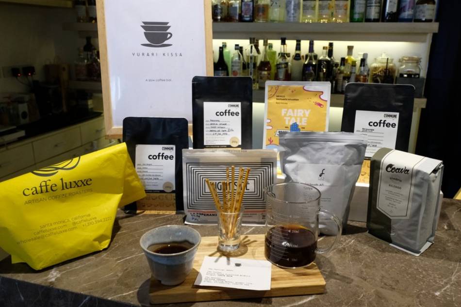 The selection of coffees available at Yurari Kissa. Jeeves de Veyra