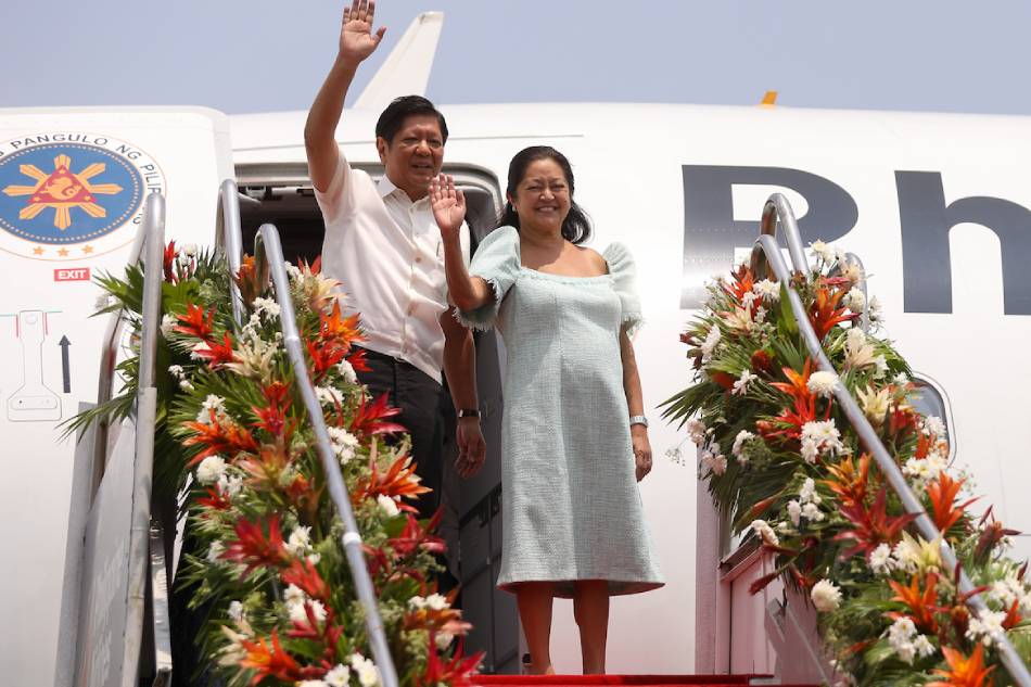 President Ferdinand R. Marcos Jr. on May 9, 2023 delivers a pre-departure statement at the Villamor Air Base in Pasay City for his participation in the 42nd Association of Southeast Asian Nations (ASEAN) in Indonesia. PNA Photos