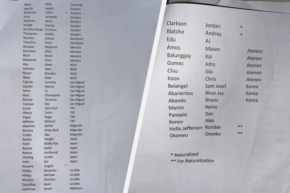 The initial 60-man pool submitted by the SBP to HAGOC. Rom Anzures, ABS-CBN News.