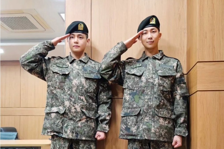 LOOK BTS' RM, V in military uniforms ABSCBN News