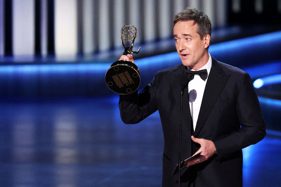 Matthew Macfadyen wins the award for Supporting Actor in a Drama Series for Succession at the 75th Primetime Emmy Awards in Los Angeles, California. Mario Anzuoni, Reuters
