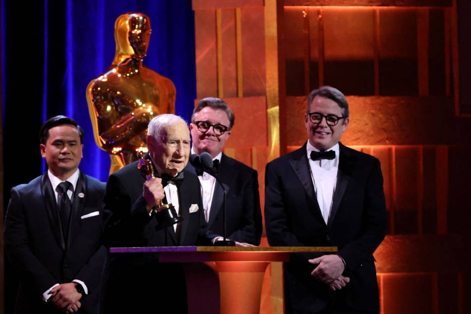 Mel Brooks speaks as he accepts his honorary Oscar during the 14th Governors Awards in Los Angeles, California. Mario Anzuoni, Reuters