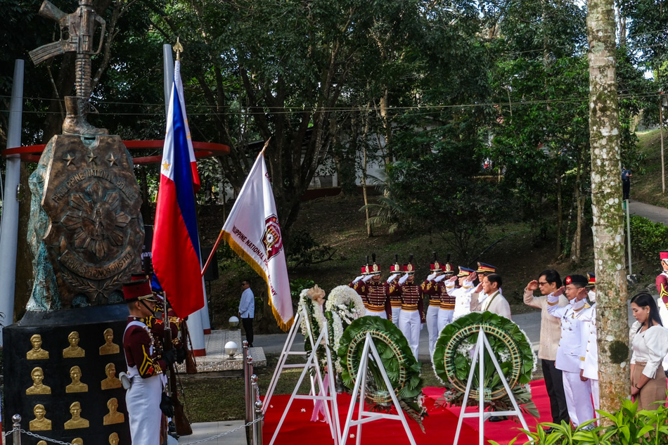 President Ferdinand R. Marcos Jr. joins relatives and officials of the Philippine National Police during the National Remembrance of the Heroic Sacrifice of SAF44 at the Philippine National Police Academy (PNPA) Camp General Mariano N. Castañeda, Silang, Cavite on Thursday. Yummie Dingding, PPA pool