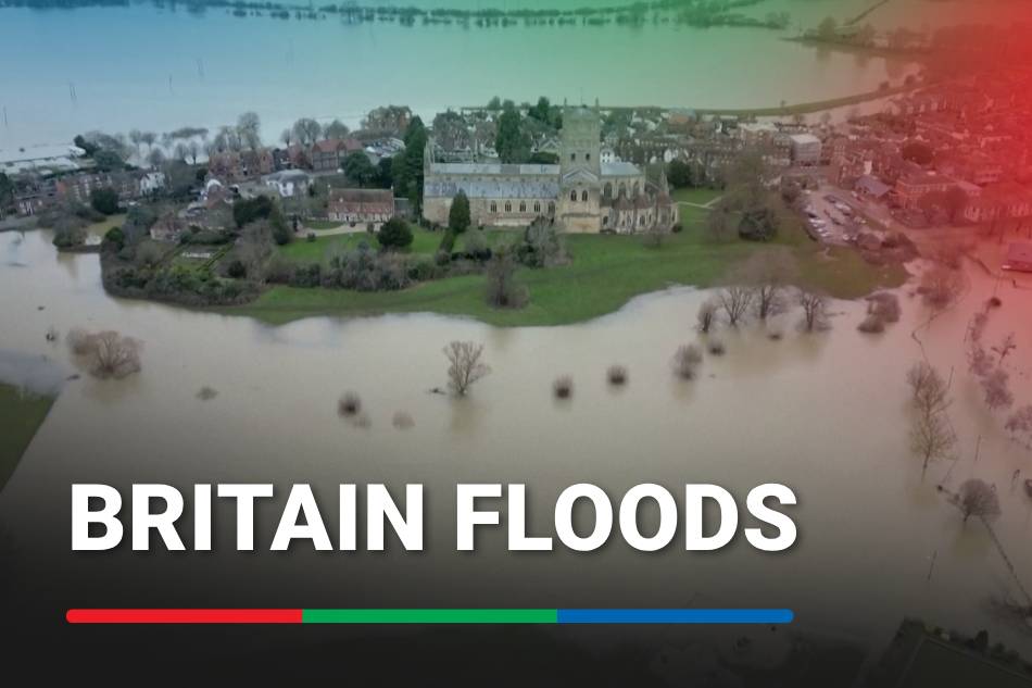 DRONE FOOTAGE UK's Tewkesbury Abbey surrounded by floods ABSCBN News