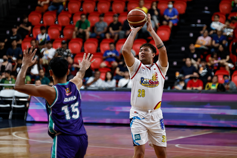 Beau Belga of Rain or Shine in action against Converge in the 2023-24 PBA Commissioners