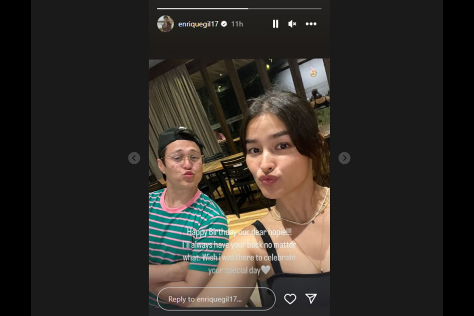 Enrique Gil and Liza Soberano. Screen grab: Instagram/@enriquegil17