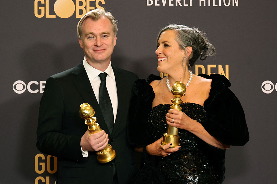 Christopher Nolan and Emma Thomas, winners of the Best Motion Picture - Drama for 