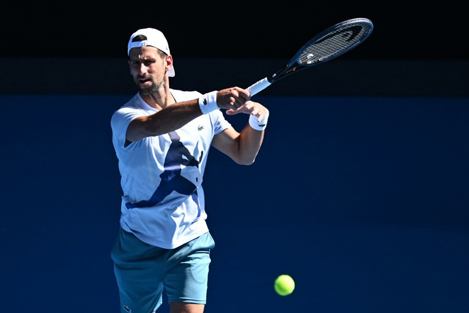 Novak Djokovic of Serbia in action during a practice session ahead of the Australian Open 2024, at Melbourne Park in Melbourne, Australia. Joel Carrett, EPA-EFE