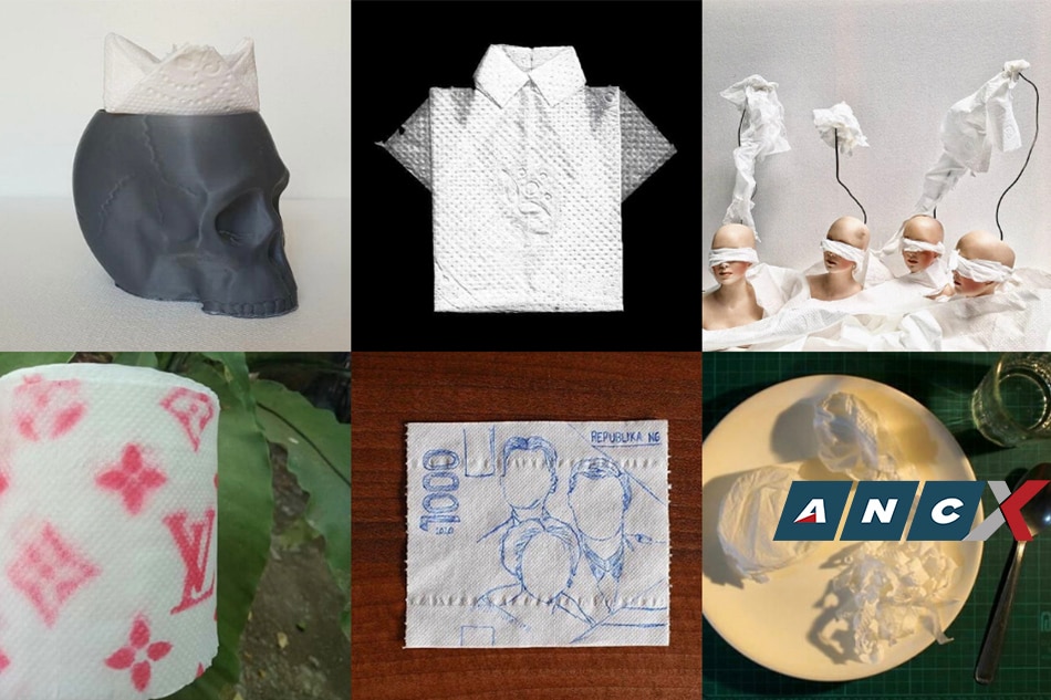 This wacky Pinoy online gallery makes fun of toilet paper hoarders with toilet paper art 2