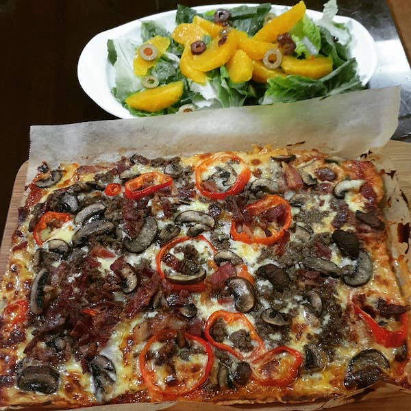Ronnie Holmes' pizza and salad