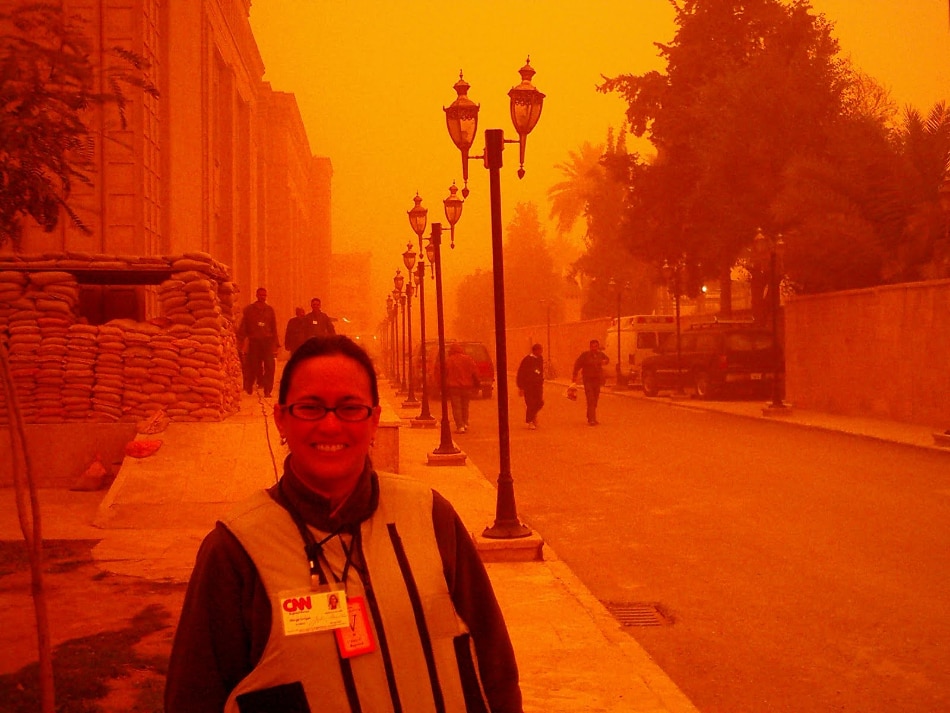 Baghdad sandstorm in Saddam Hussein's palace grounds