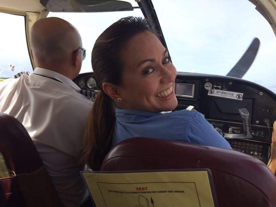 Marga Ortigas flying from Saipan to Tinian