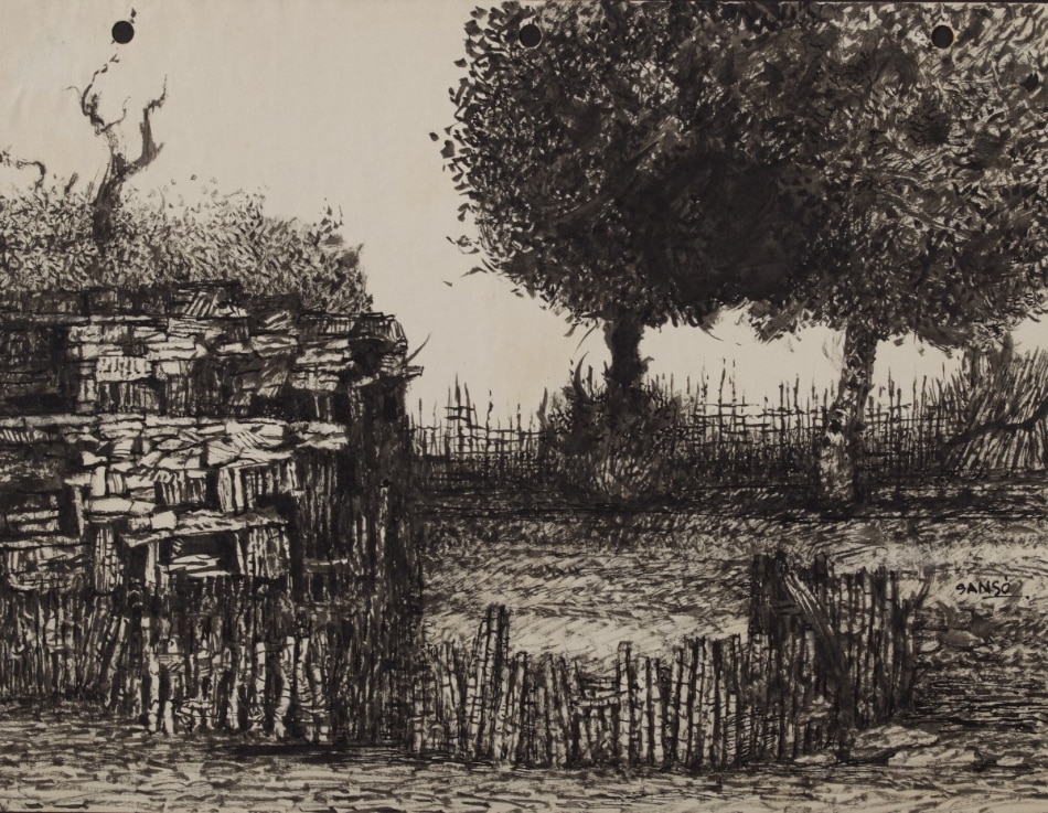 “Parañaque Shade of Trees” by Juvenal Sansó, 1962, Drybrush, Jack Teotico Collection