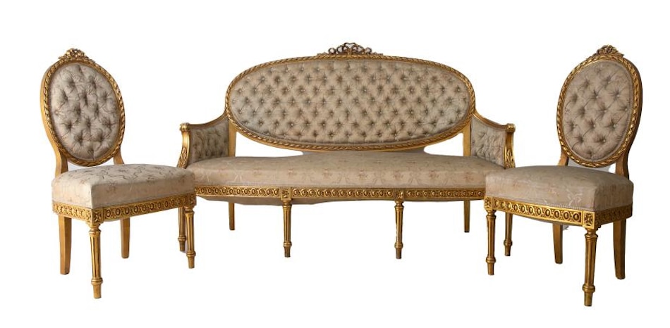 Lot 172 Set of Louis XVI style settee and side chairs