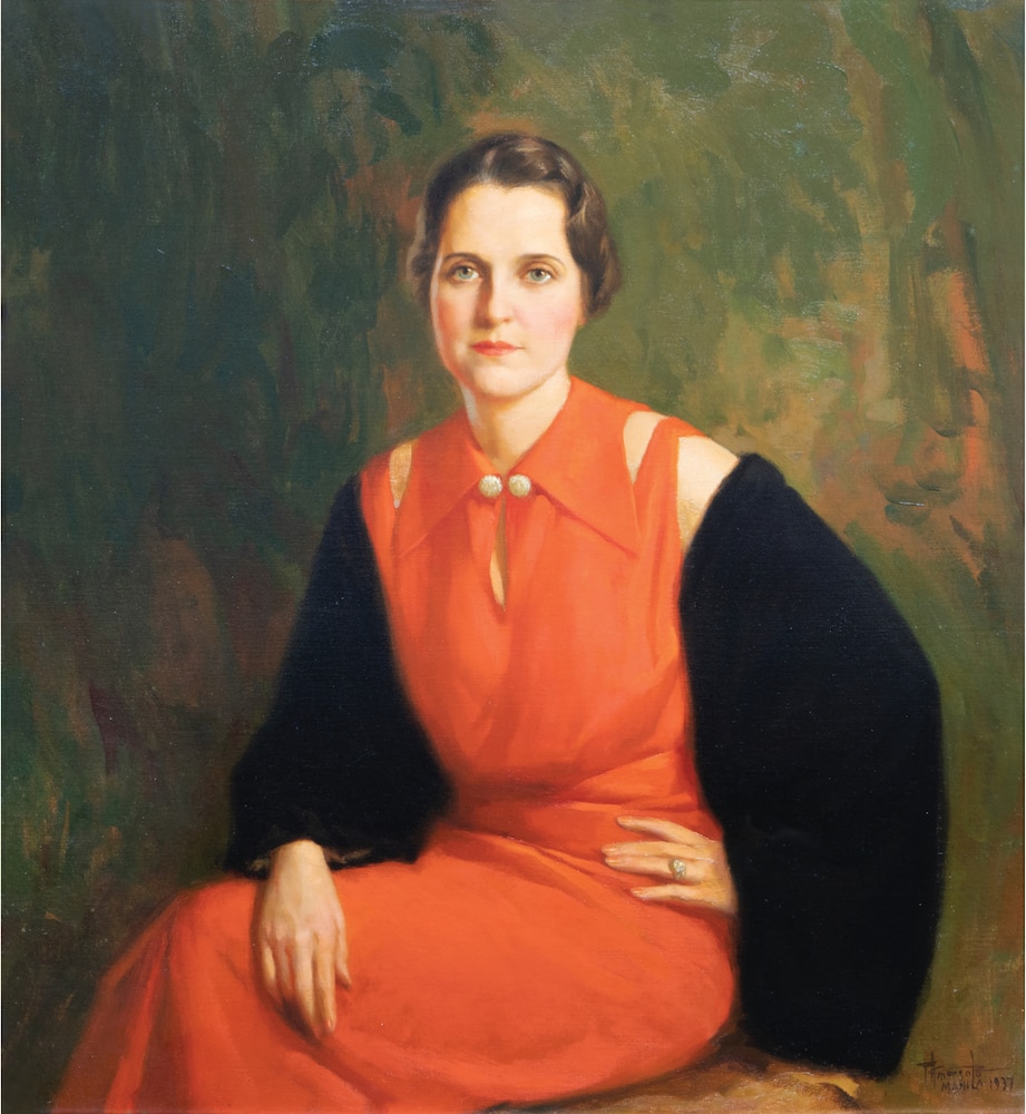 Lot 30 “Lady in Red (Portrait of Mable Reese [McGowen] Robertson)” by Fernando Amorsolo