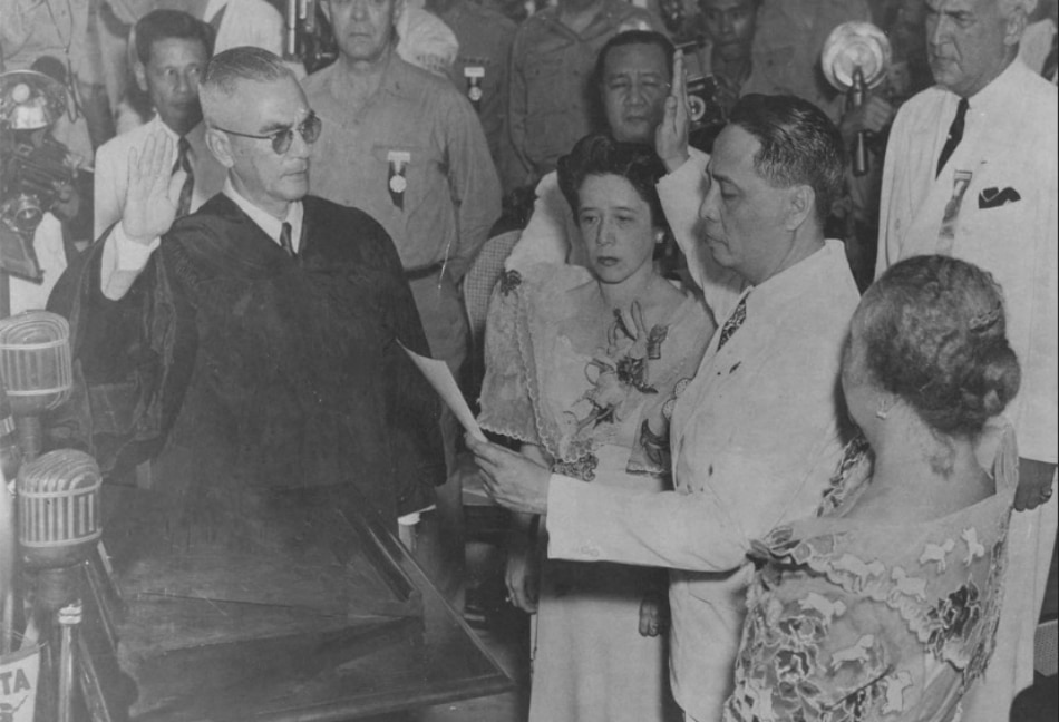 The first inauguration of Manuel Roxas.