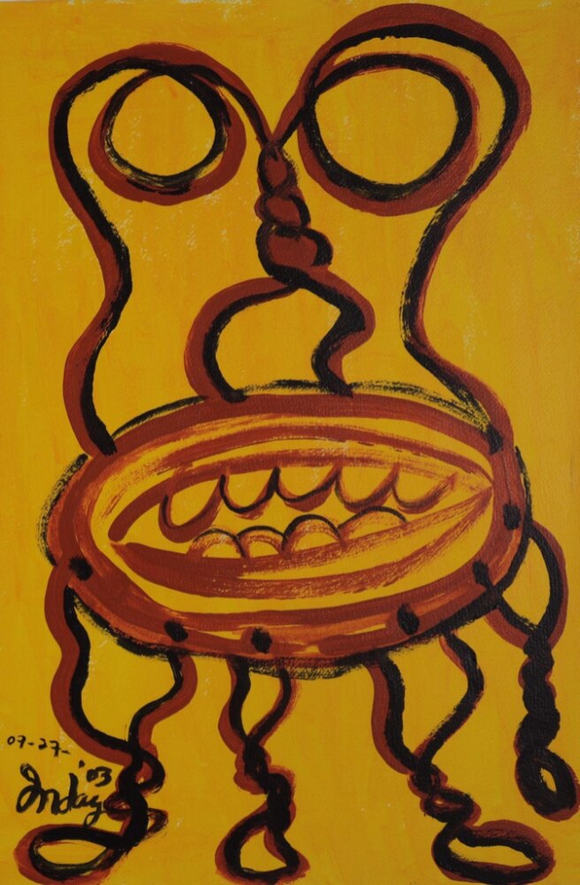 “Yellow Batibot” by Inday Cadapan, 2003, watercolor on paper