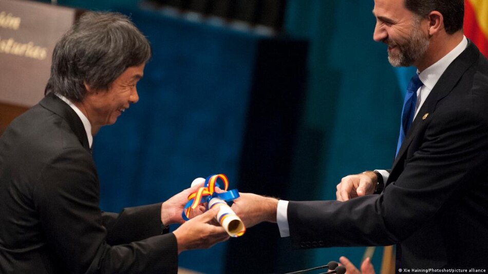 Miyamoto has won many awards for his works and is seen here receiving one from Spain's King Felipe in 2012