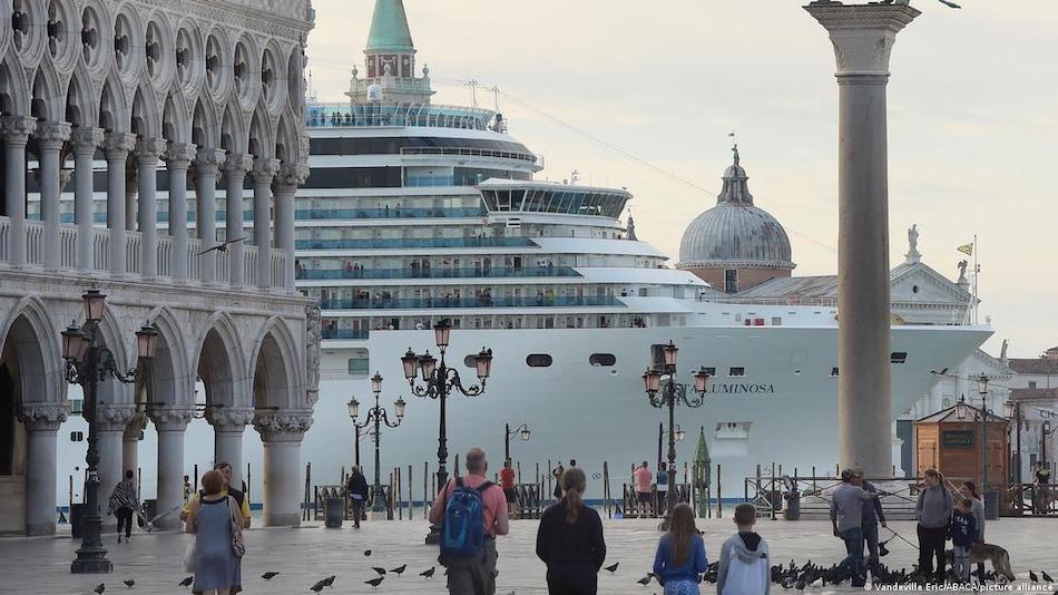 Scores of cruise ship passangers visit Venice each year