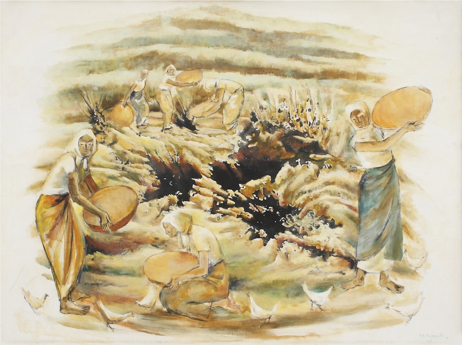 Untitled (Women Feeding Chickens) by Anita Magsaysay-Ho (1914 - 2012) 