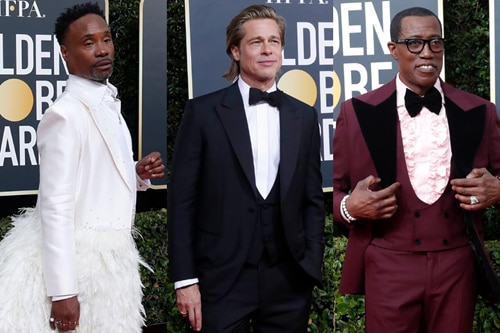 What the men wore at the Golden Globes: bow ties, athletic stripes, and feathers