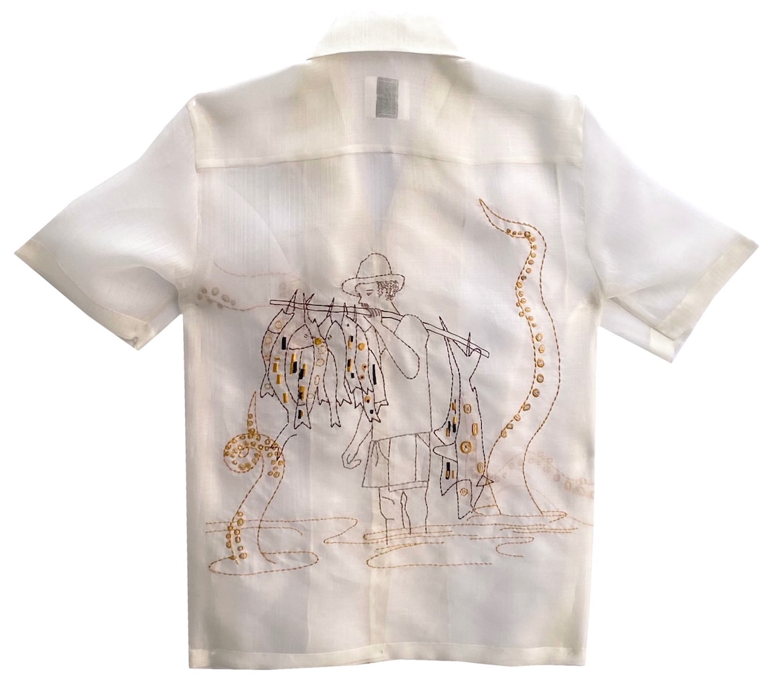 Barong with dragon tattoo embroidery