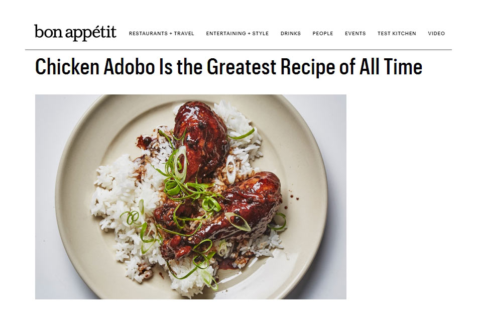 Chicken adobo in Bon Appetit&#39;s &#39;Greatest Recipe of All Time&#39; series 1