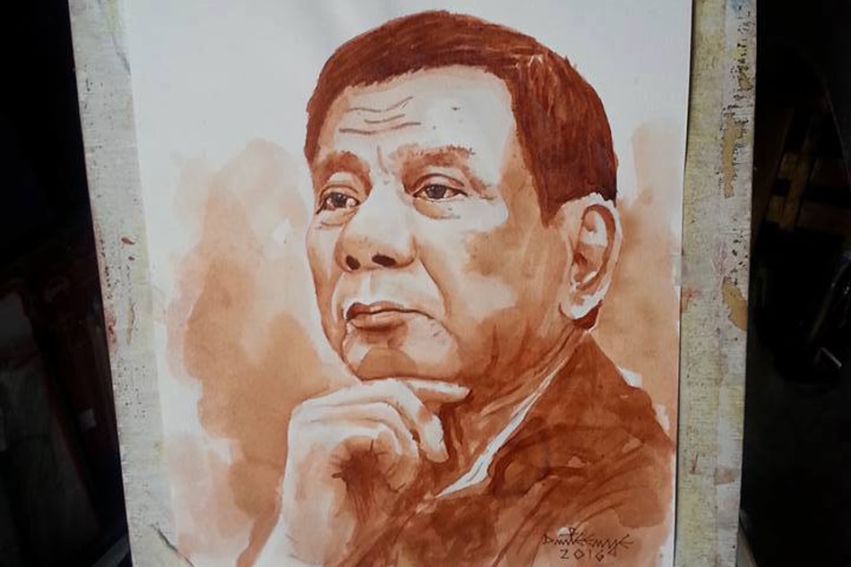 LOOK: Tacloban artist paints Duterte portrait using 'tuba' | ABS-CBN News