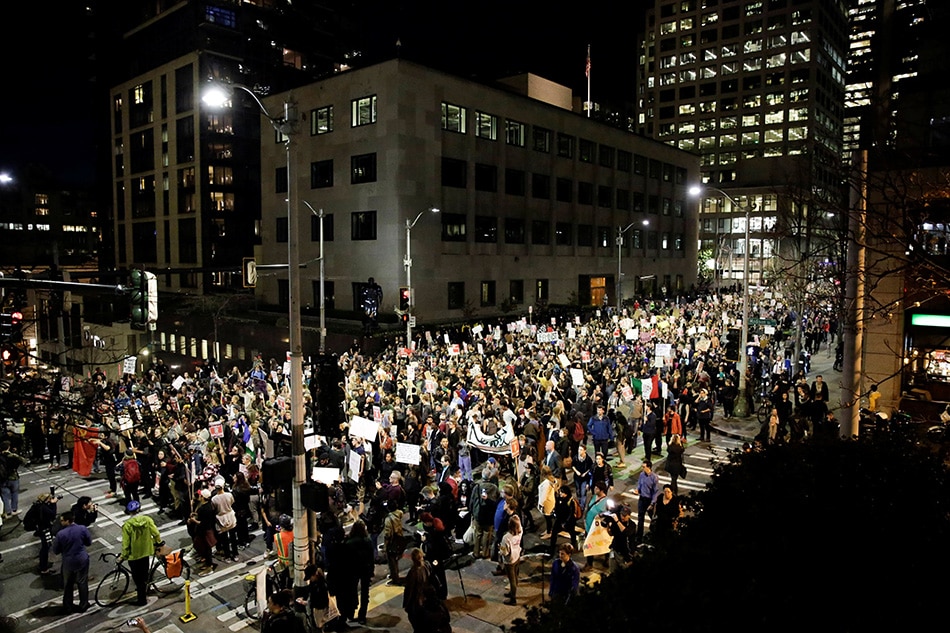 Thousands take to streets of US cities to protest Trump victory | ABS ...